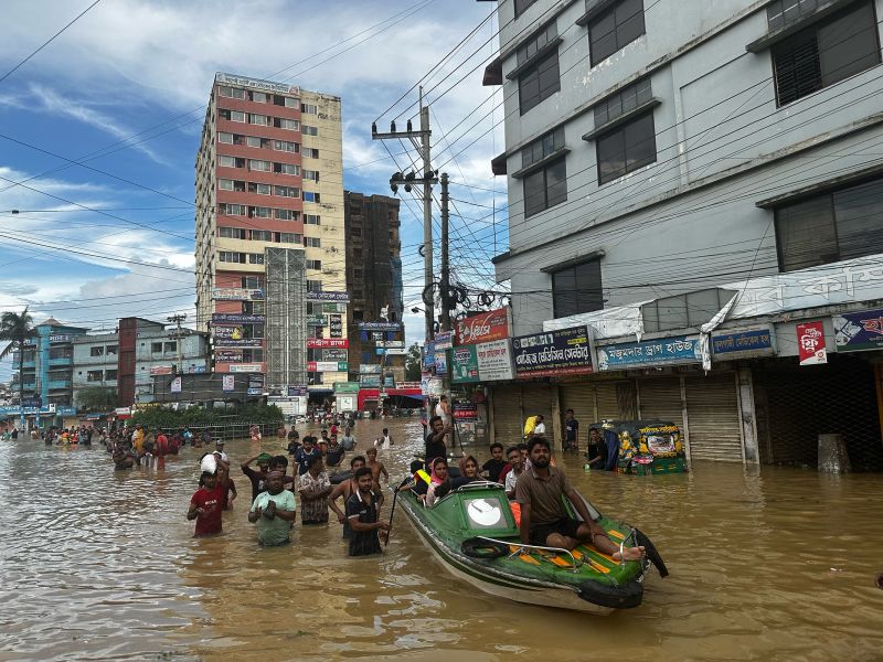 Millions in this country are stranded by flooding. Many blame their neighbor