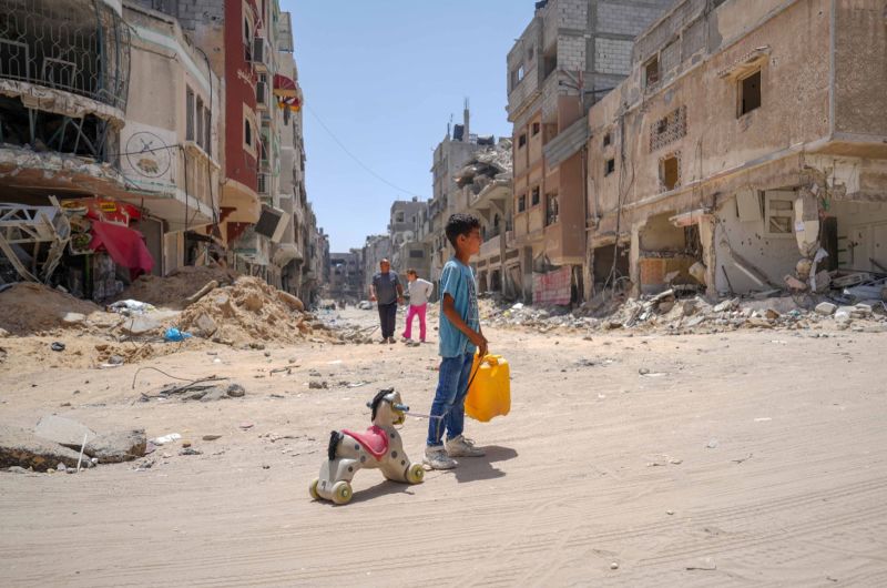 Children are drinking from puddles and wading through sewage pools, as Israel pummels water systems in Gaza