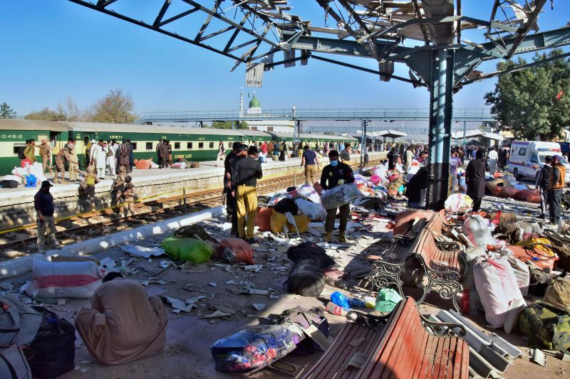 At least 24 killed in Pakistan train station suicide blast, Balochistan militants claim responsibility