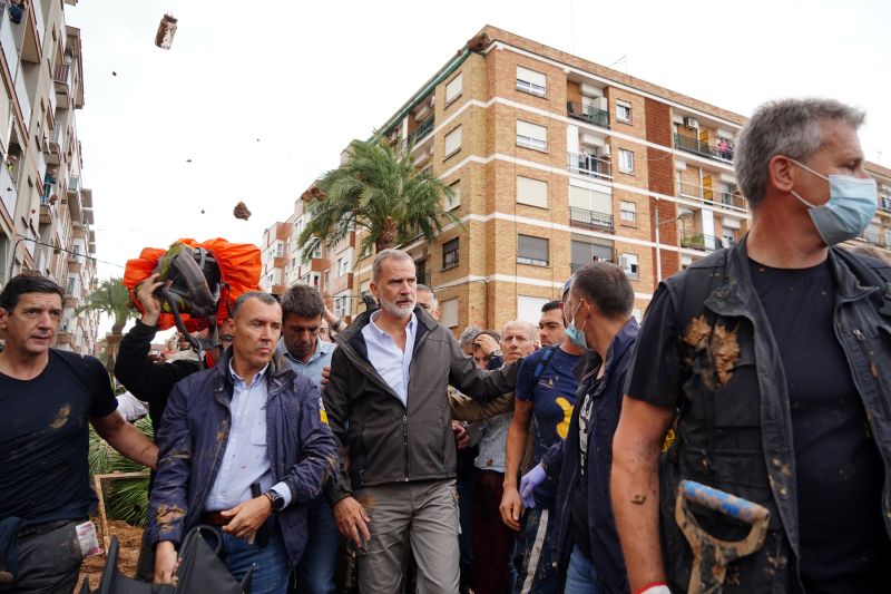 Angry crowds boo and throw eggs at Spanish king as he visits flood-hit Valencia