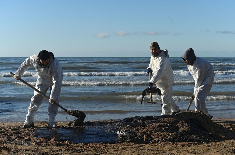 ‘Ordinary people with shovels’: Volunteers cleaning Black Sea oil spill ask Putin for help