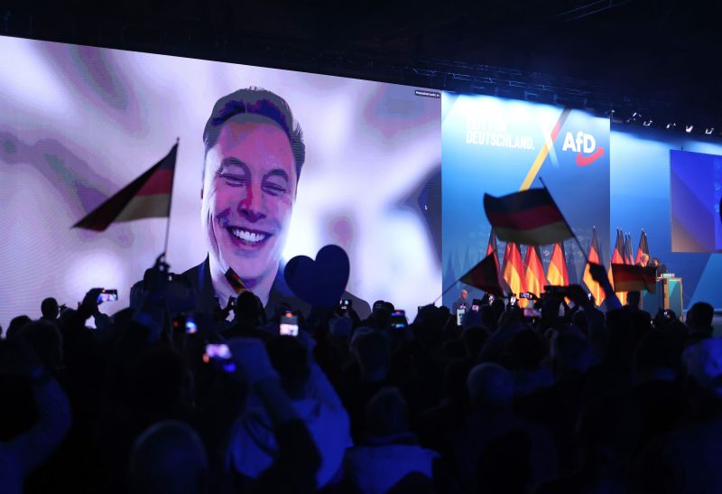 Elon Musk speaks at Germany’s AfD campaign launch as thousands protest the far-right party